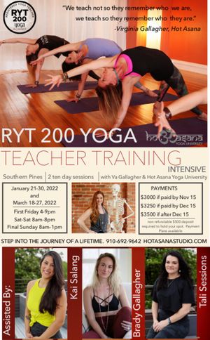 200 Hour Yoga Teacher Training in Southern Pines, NC