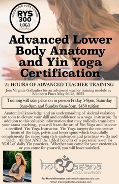 25 hour Advanced Lower Body Anatomy and Yin Yoga Certification
