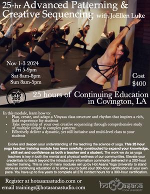 25 Hours | Advanced Patterning & Creative Sequencing | at Love More  Movement Studio