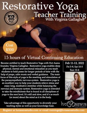 15 Hours  VIRTUAL Restorative Yoga - Hot Asana Studio