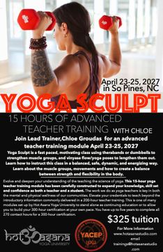 15 hours | Yoga Sculpt Teacher Training | Southern Pines, NC
