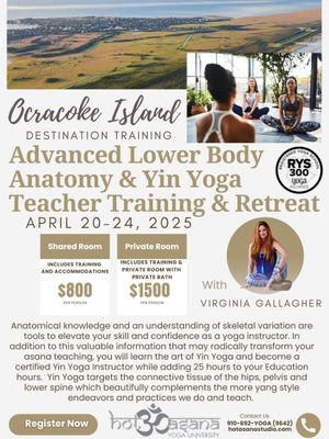 25 Hours |  Advanced Lower Body Anatomy & Yin Yoga Certification Retreat in Ocracoke