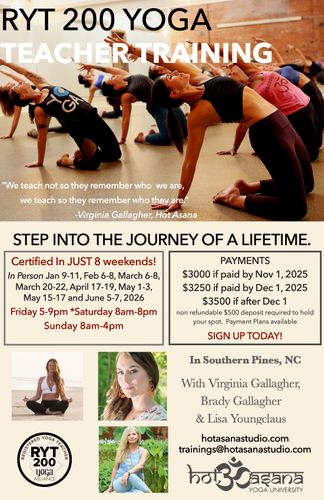 200 Hour Yoga Teacher Training in 8 weekends in Southern Pines