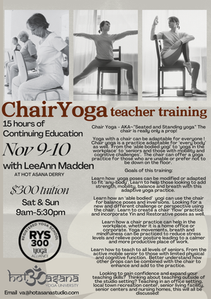25 Hours | Chair Yoga Teacher Training | Derry , NH