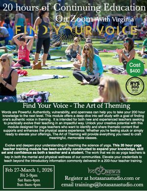 20 hour | Find Your Voice- The Art of Theming | on Zoom