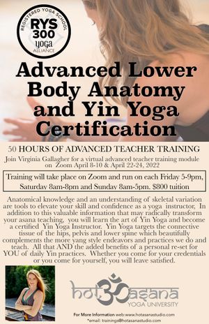 50 Hours | VIRTUAL Advanced Lower Body Anatomy & Yin Yoga Certification