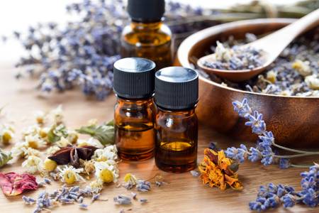 Essential oils with dried herbs