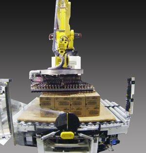 Robotic palletizing and stretch wrapping for your manufacturing facility. 