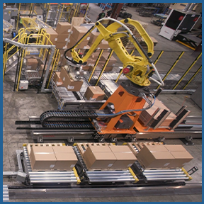 System with Robotic Palletizer on Tracks
