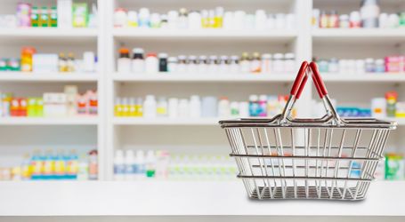 Image of a shopping basket on a pharmacy counter Over The Counter