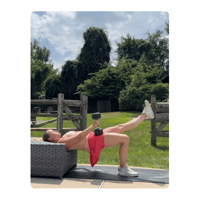 FIT4MOM dumbbell workout mom single hip thrust.gif