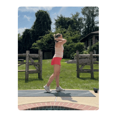 FIT4MOM dumbbell workout for moms staggered good morning.gif
