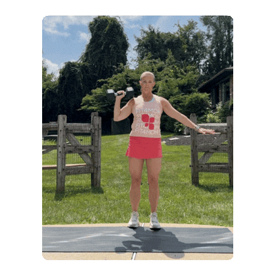 FIT4MOM dumbbell workout moms overhead press lunge.gif