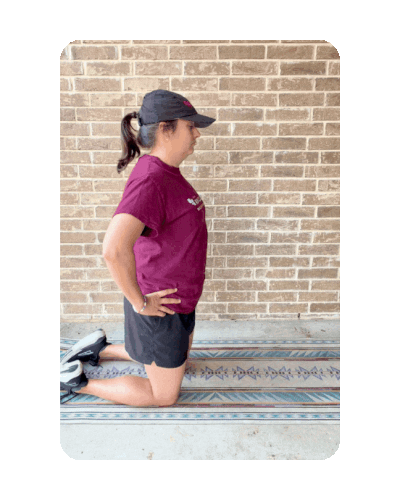 FIT4MOM kneeling quad stretch for moms after running.gif