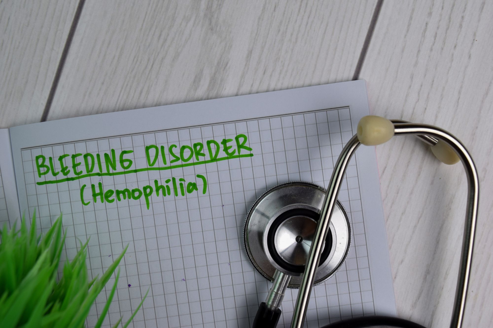 Bleeding Disorder Hemophilia text write on a book isolated on office desk. Healthcare/Medical concept