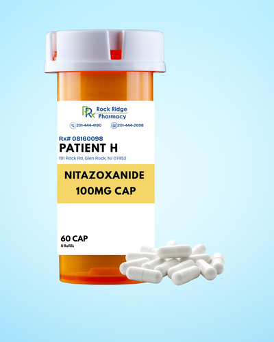 Compounded Nitazoxanide capsules prepared at Rock Ridge Pharmacy Glen Rock NJ