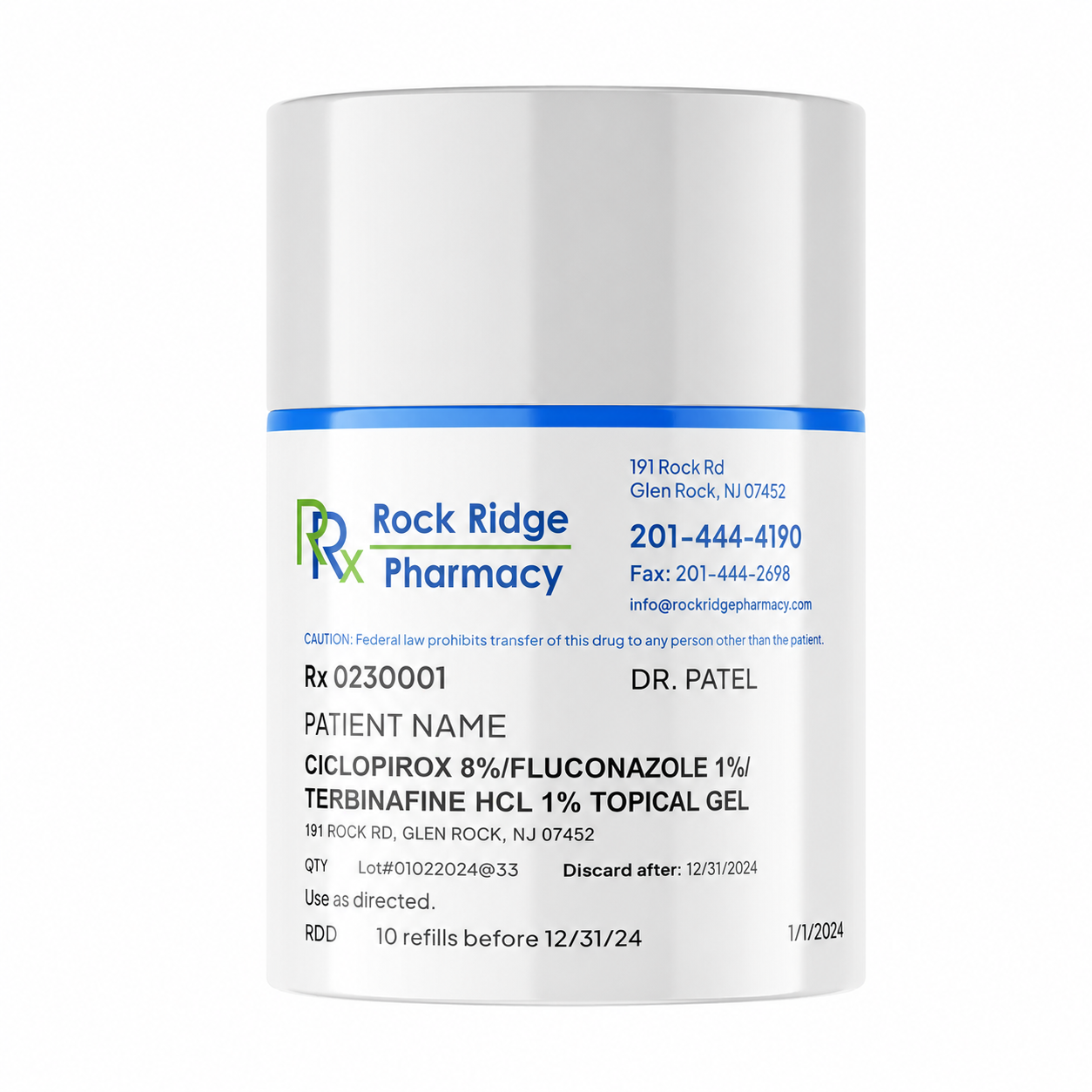 Ciclopirox 8% / Fluconazole 1% / Terbinafine HCl 1% Topical Gel