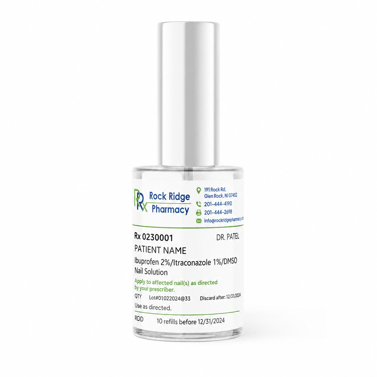Ibuprofen 2% / Itraconazole 1% / DMSO Nail Solution