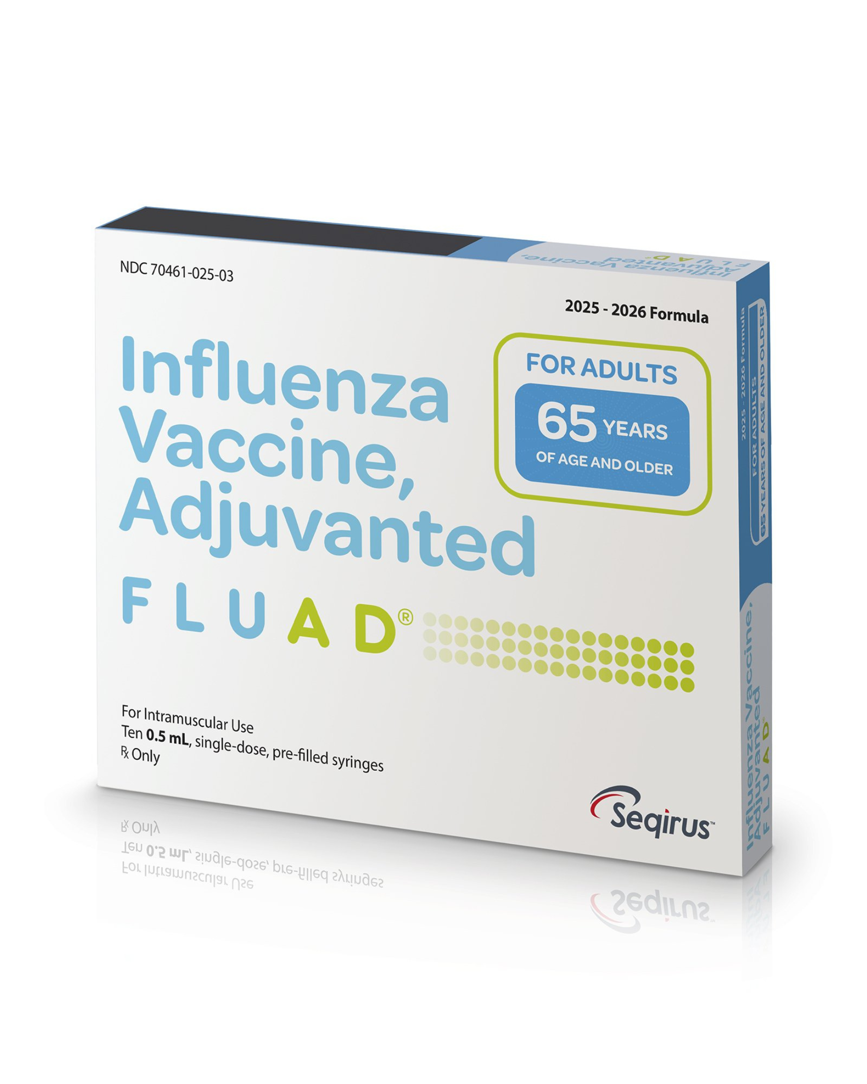 Fluad vaccine vial for seniors
