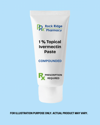 Custom compounded topical ivermectin 1% paste tube prepared by Rock Ridge Pharmacy in Glen Rock NJ
