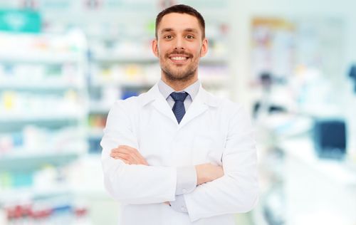 Rock Ridge Pharmacy Male Pharmacist in White Coat