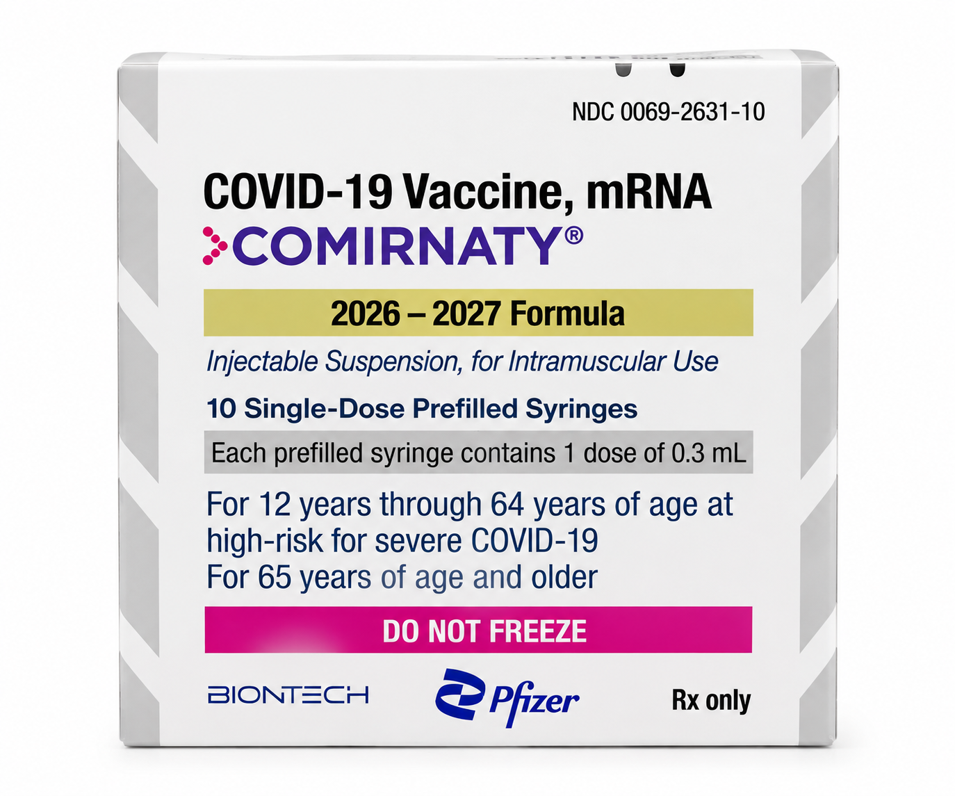 Pfizer Comirnaty COVID-19 vaccine vial updated formula 2026–2027