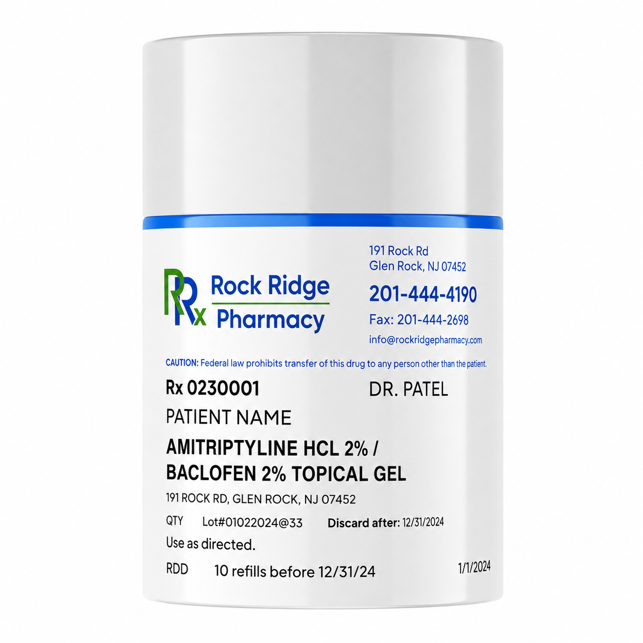 Amitriptyline HCl 2% / Baclofen 2% Topical Gel