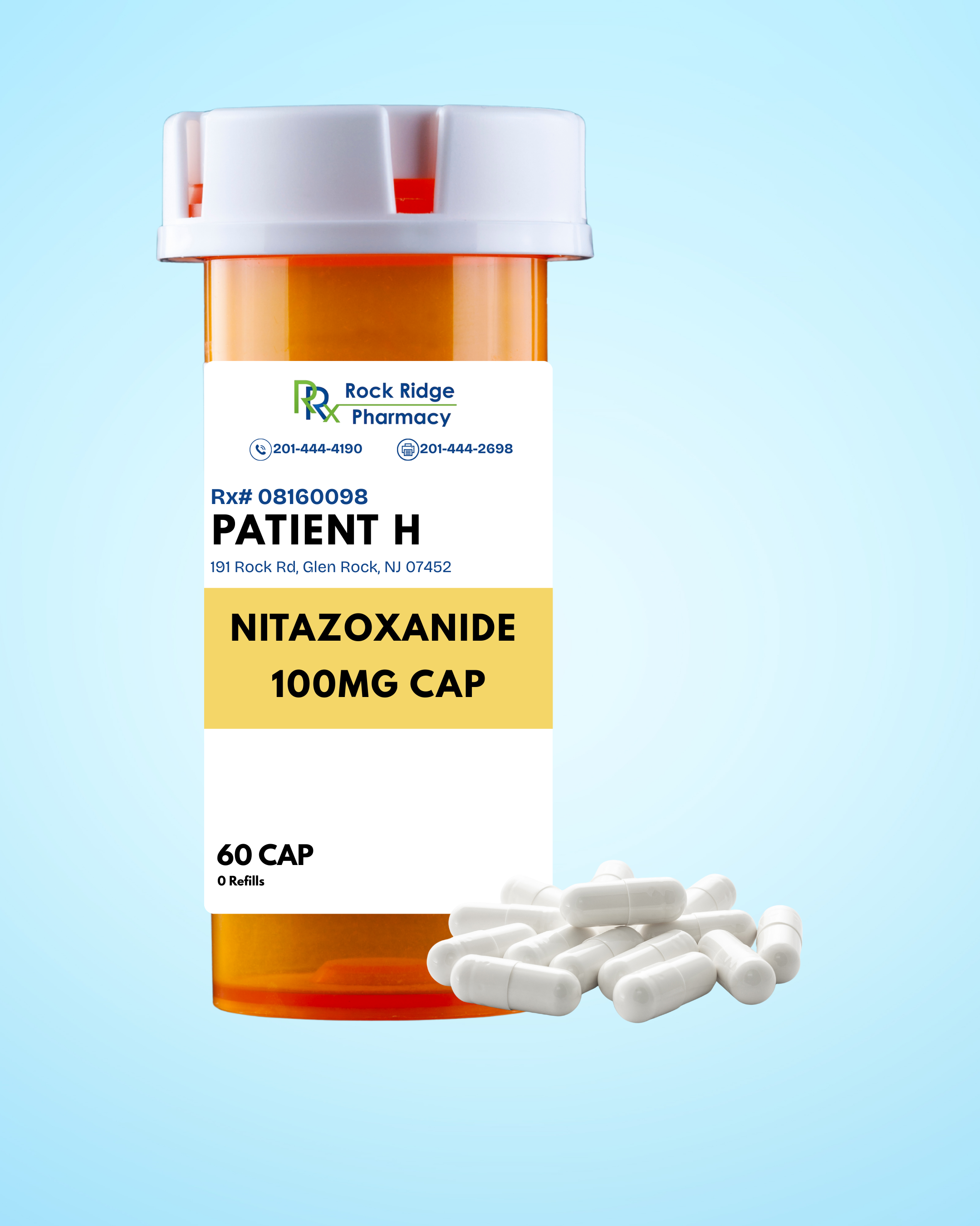 Compounded Nitazoxanide capsules prepared at Rock Ridge Pharmacy Glen Rock NJ