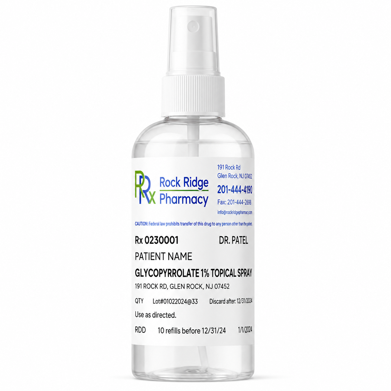 Glycopyrrolate 1% Topical Spray