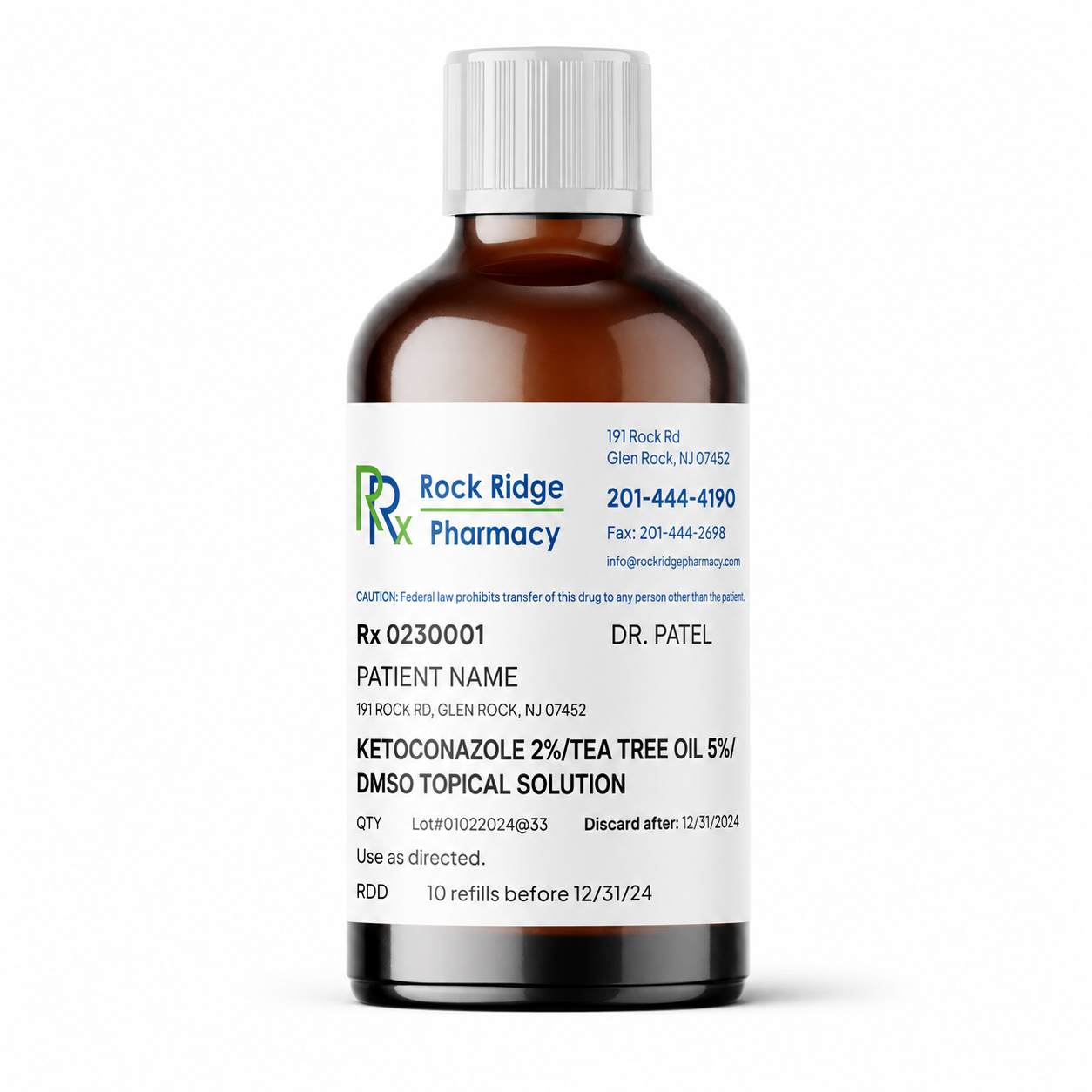 Ketoconazole 2% / Tea Tree Oil 5% / DMSO Topical Solution