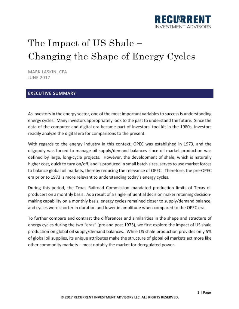 The Impact of Shale on Energy Cycles white paper cover