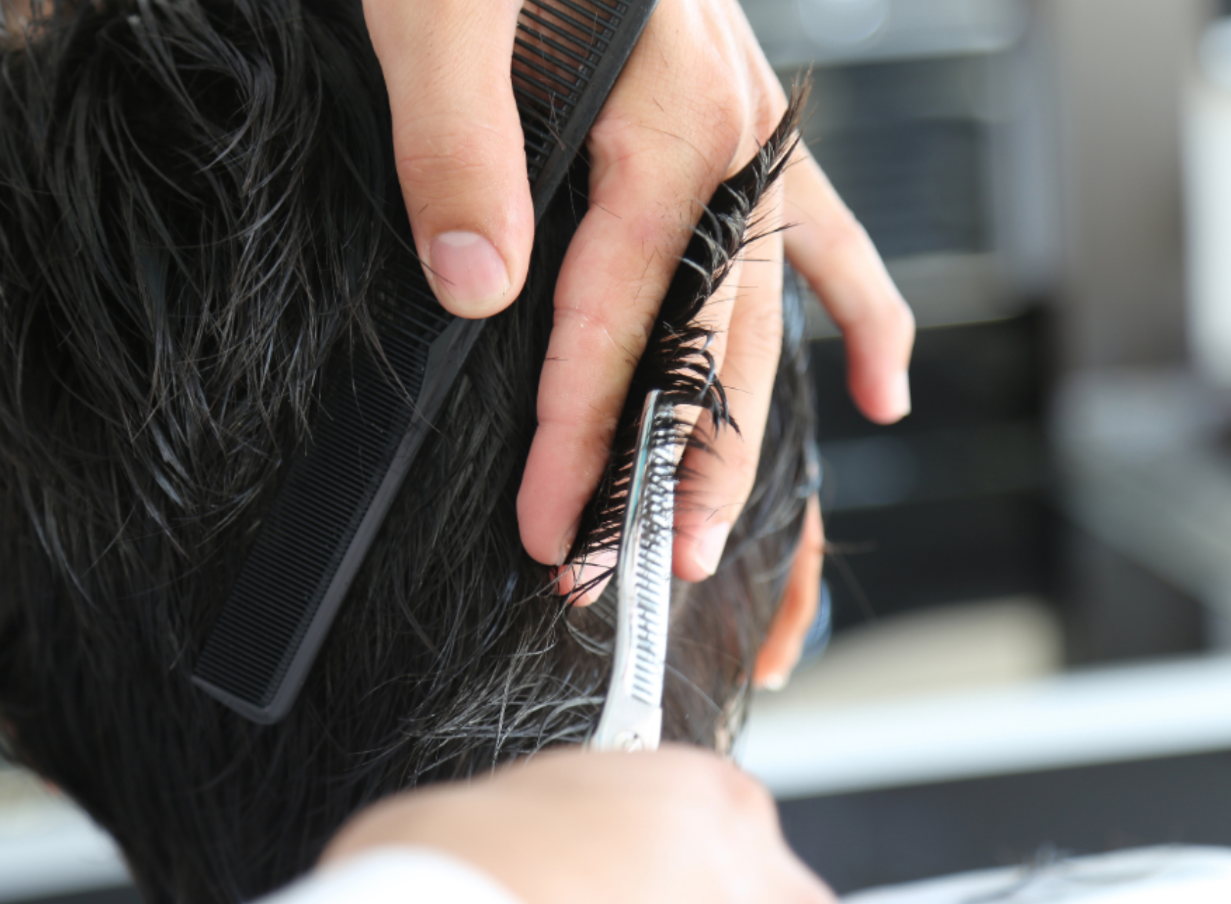 close up of mens haircut