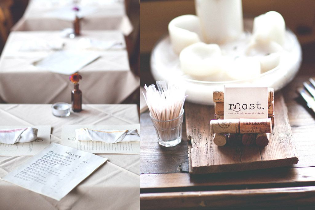 roost restaurant table cards
