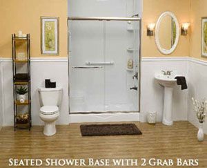 Seated Shower Base With 2 Grab Bars