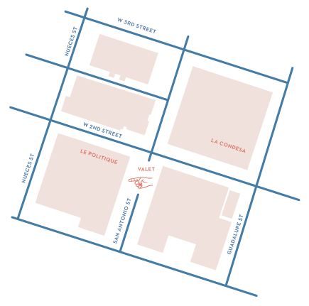 Valet Map downtown austin texas