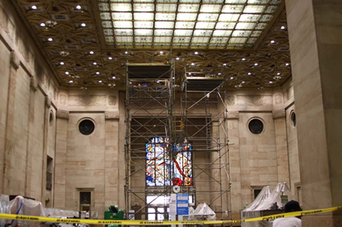 restoration in finance lobby disaster relief for bank